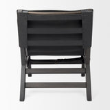 Elodie Black Leather Stain Beech Wood Frame Accent Chair - Ornate Home