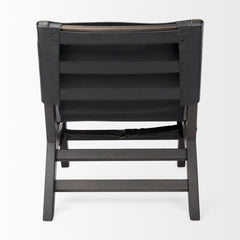 Elodie Black Leather Stain Beech Wood Frame Accent Chair - Ornate Home