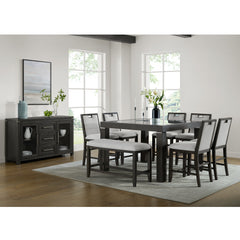 Elodie Charcoal 8-Piece Counter Height Dining Set - Ornate Home