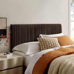 Eloise Chocolate Brown Stain-Resistant Performance Velvet King Headboard - Ornate Home