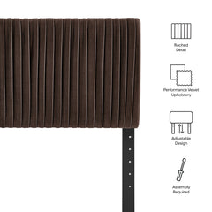 Eloise Chocolate Brown Stain-Resistant Performance Velvet King Headboard - Ornate Home