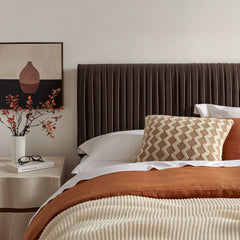 Eloise Chocolate Brown Stain-Resistant Performance Velvet Queen Headboard - Ornate Home