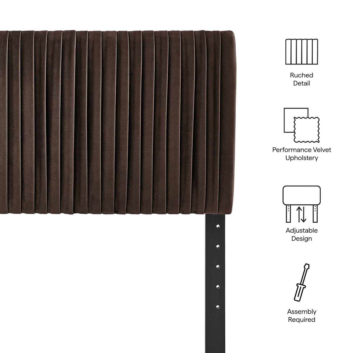 Eloise Chocolate Brown Stain-Resistant Performance Velvet Twin Headboard - Ornate Home