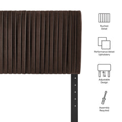 Eloise Chocolate Brown Stain-Resistant Performance Velvet Twin Headboard - Ornate Home