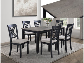 Eloise Dark Brown-Espresso / Light Gray 7-Piece Dining Room Set - Ornate Home