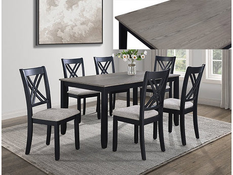 Eloise Dark Brown-Espresso / Light Gray 7-Piece Dining Room Set - Ornate Home