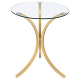 Eloise Gold Round Glass Top Curved Metal Side Table - Ornate Home
