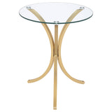 Eloise Gold Round Glass Top Curved Metal Side Table - Ornate Home