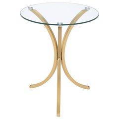 Eloise Gold Round Glass Top Curved Metal Side Table - Ornate Home