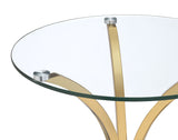 Eloise Gold Round Glass Top Curved Metal Side Table - Ornate Home
