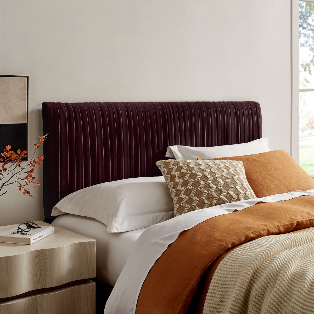 Eloise Mulberry Stain-Resistant Performance Velvet Queen Headboard - Ornate Home
