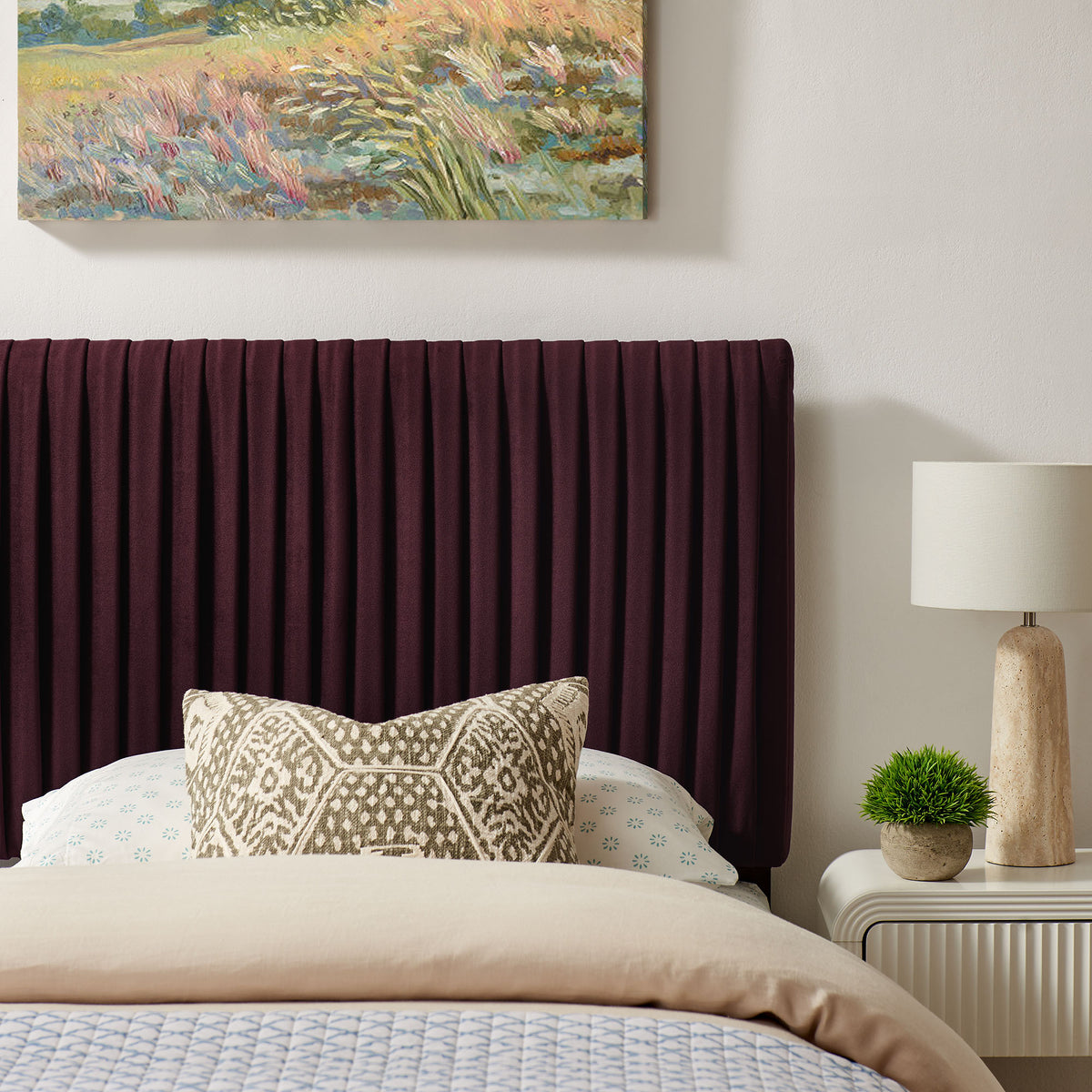 Eloise Mulberry Stain-Resistant Performance Velvet Twin Headboard - Ornate Home
