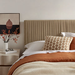 Eloise Taupe Stain-Resistant Performance Velvet Queen Headboard - Ornate Home