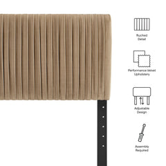 Eloise Taupe Stain-Resistant Performance Velvet Queen Headboard - Ornate Home