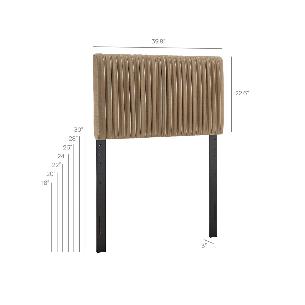 Eloise Taupe Stain-Resistant Performance Velvet Twin Headboard - Ornate Home