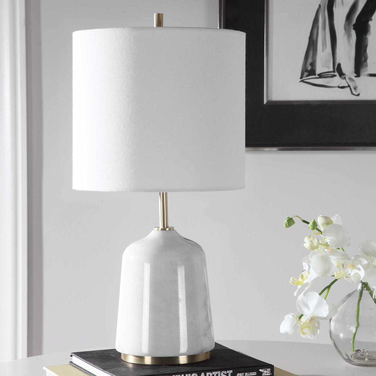 Eloise White Marble Table Lamp - Ornate Home