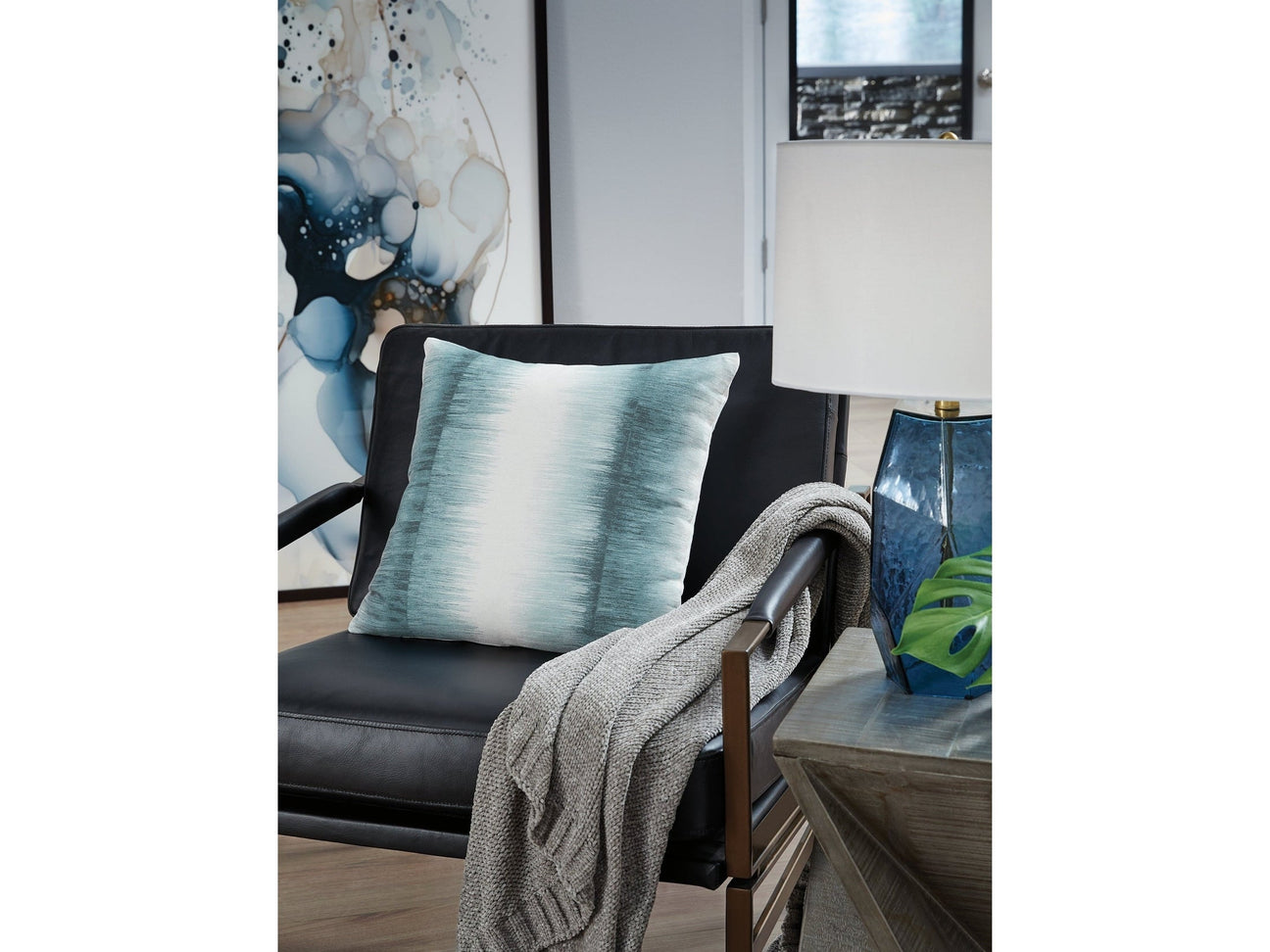 Elonwich Teal/White Pillow (Set of 4) (Online Special Price) - Ornate Home