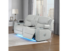 Elonzo Light Gray Power Motion Loveseat - Ornate Home