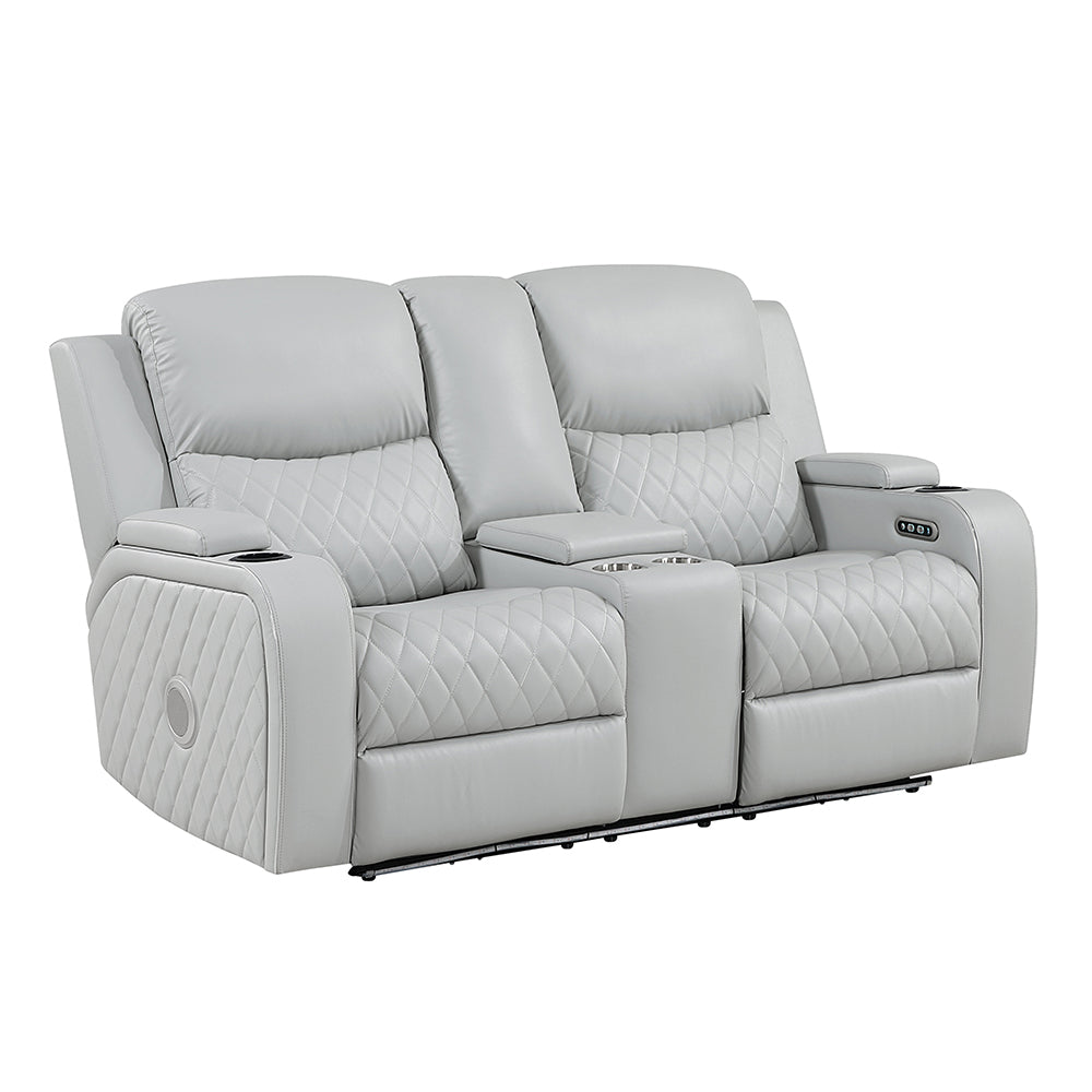 Elonzo Light Gray Power Motion Loveseat - Ornate Home