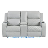 Elonzo Light Gray Power Motion Loveseat - Ornate Home