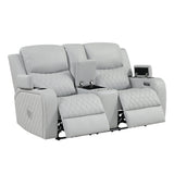 Elonzo Light Gray Power Motion Loveseat - Ornate Home