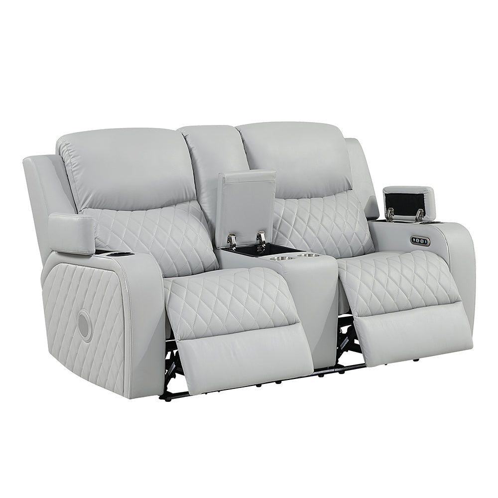 Elonzo Light Gray Power Motion Loveseat - Ornate Home