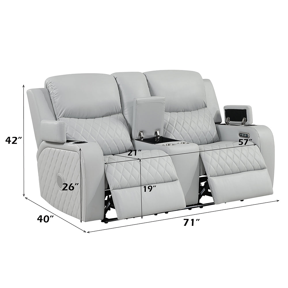 Elonzo Light Gray Power Motion Loveseat - Ornate Home