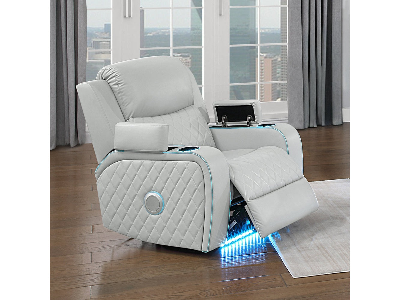 Elonzo Light Gray Power Motion Recliner - Ornate Home