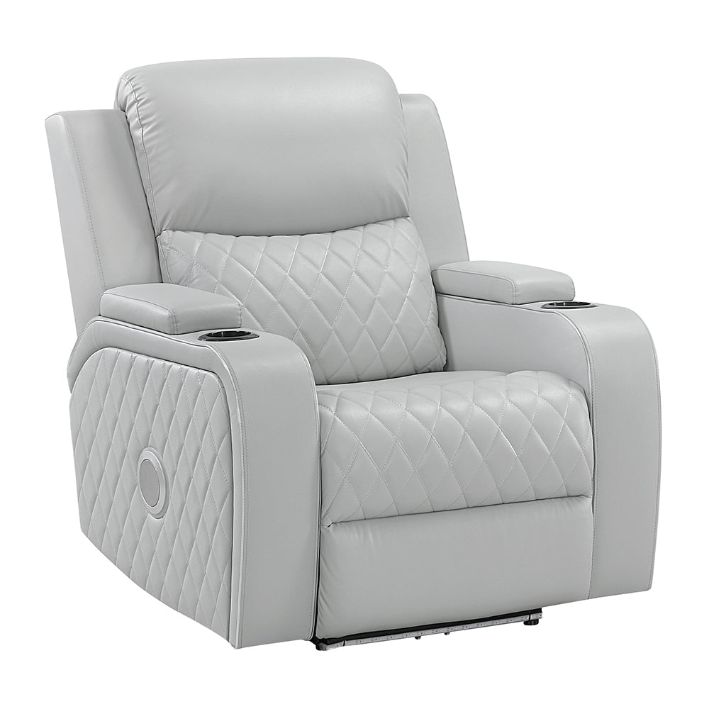 Elonzo Light Gray Power Motion Recliner - Ornate Home