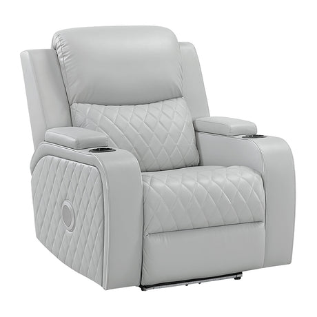 Elonzo Light Gray Power Motion Recliner - Ornate Home
