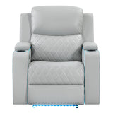 Elonzo Light Gray Power Motion Recliner - Ornate Home
