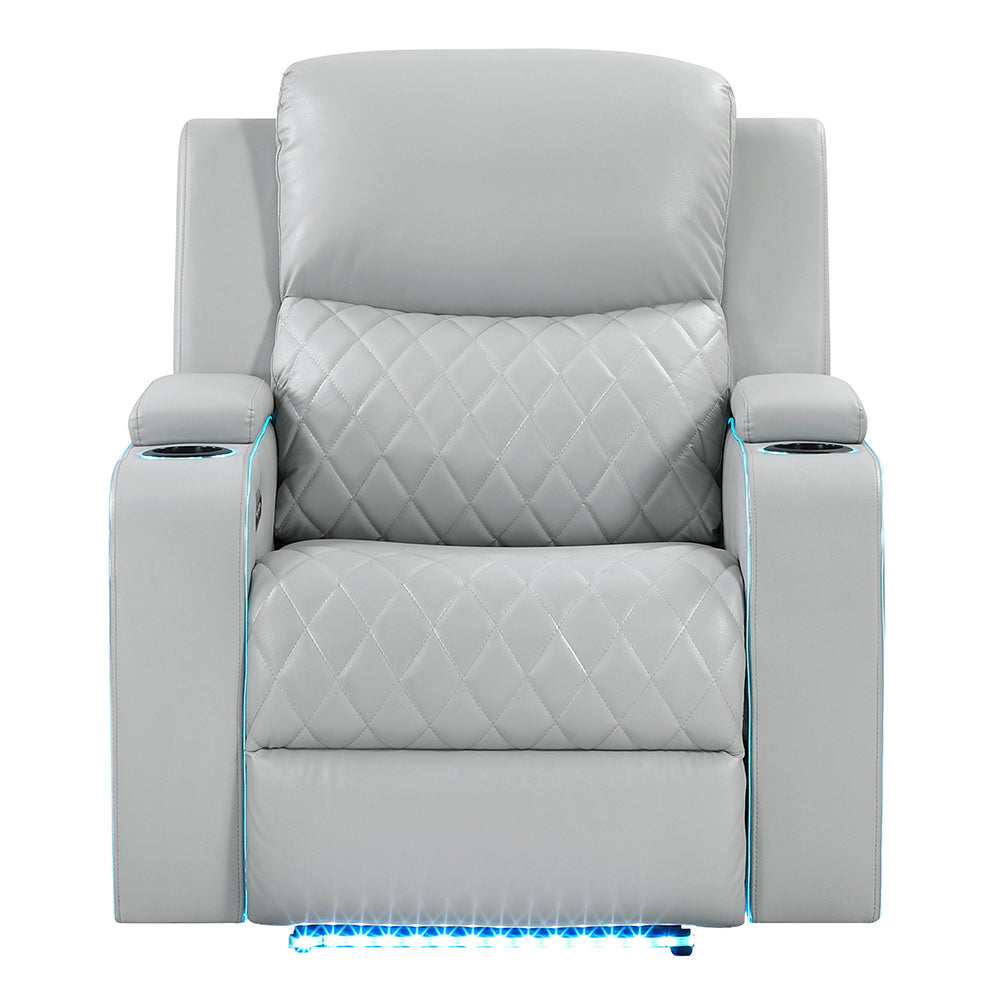 Elonzo Light Gray Power Motion Recliner - Ornate Home