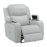Elonzo Light Gray Power Motion Recliner - Ornate Home