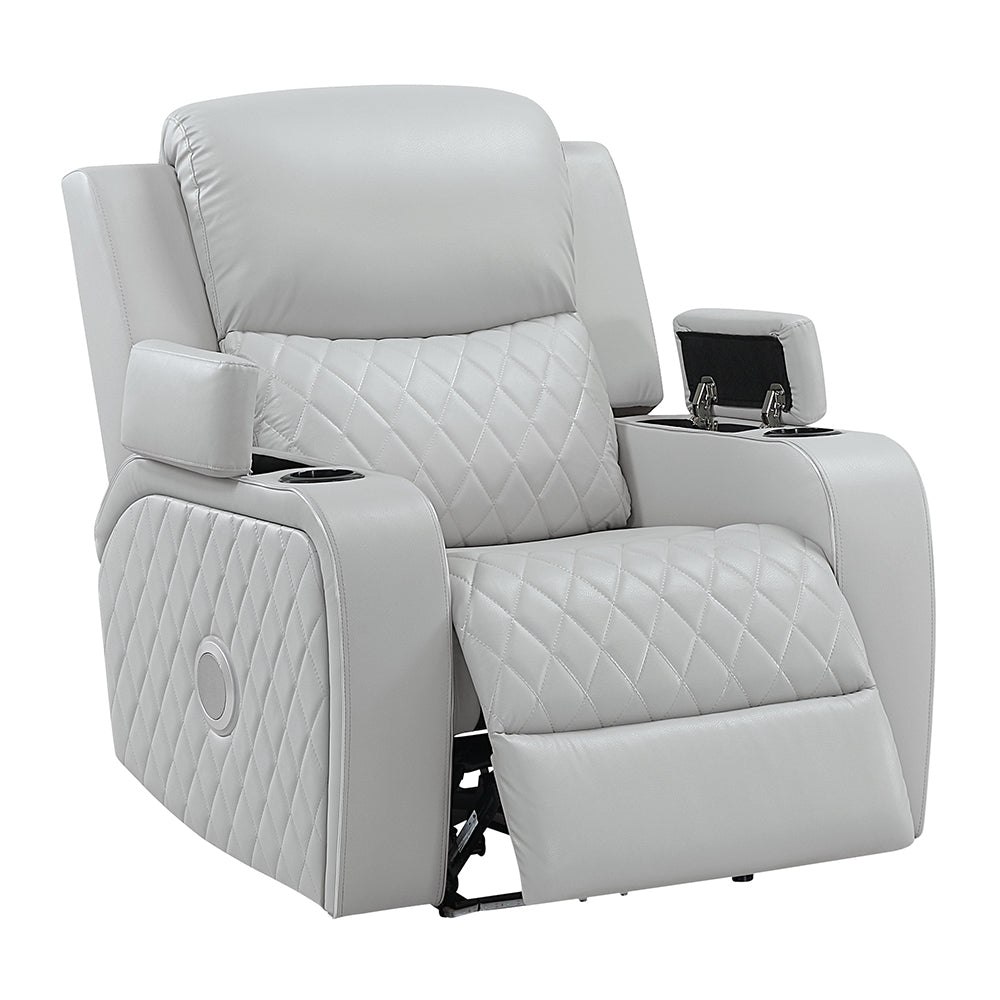 Elonzo Light Gray Power Motion Recliner - Ornate Home
