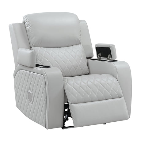 Elonzo Light Gray Power Motion Recliner - Ornate Home