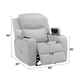 Elonzo Light Gray Power Motion Recliner - Ornate Home