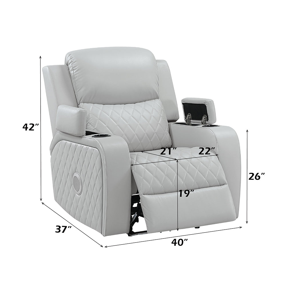 Elonzo Light Gray Power Motion Recliner - Ornate Home