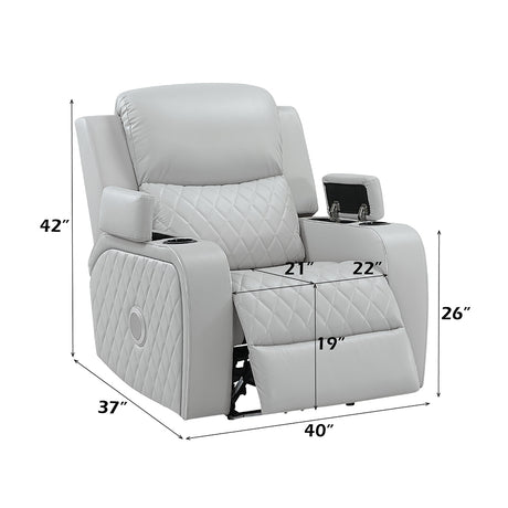 Elonzo Light Gray Power Motion Recliner - Ornate Home