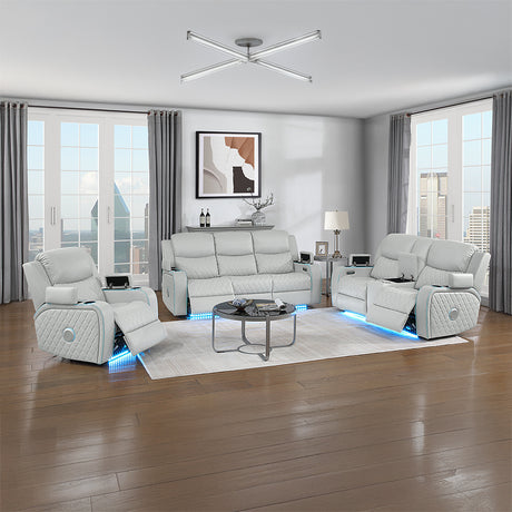 Elonzo Light Gray Power Motion Recliner - Ornate Home