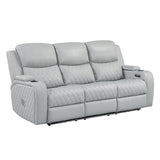 Elonzo Light Gray Power Motion Sofa - Ornate Home