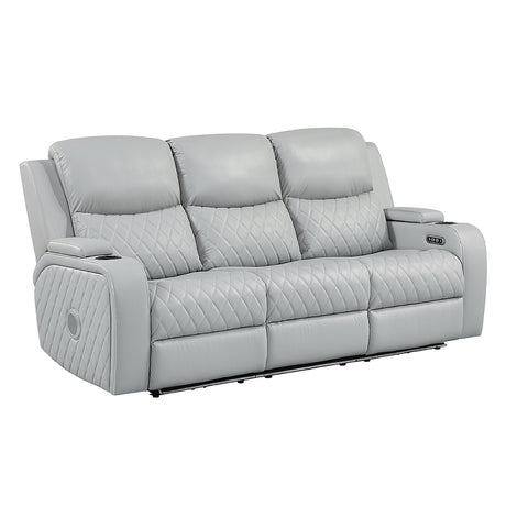 Elonzo Light Gray Power Motion Sofa - Ornate Home