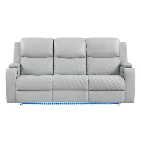 Elonzo Light Gray Power Motion Sofa - Ornate Home