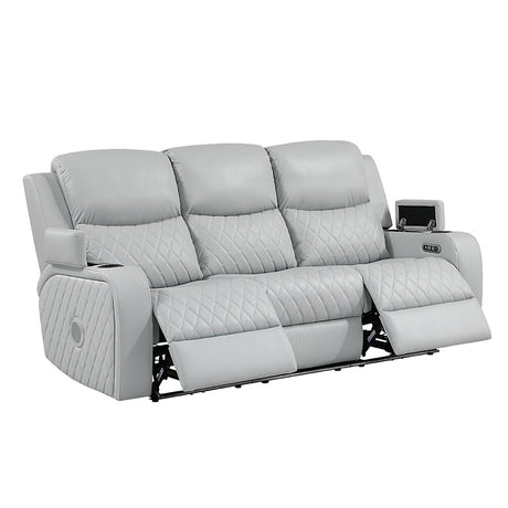 Elonzo Light Gray Power Motion Sofa - Ornate Home