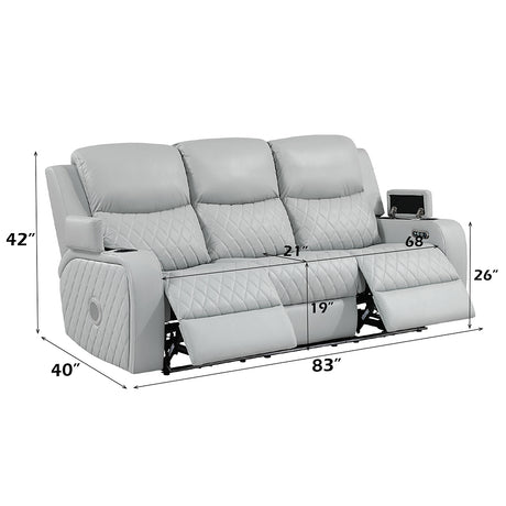 Elonzo Light Gray Power Motion Sofa - Ornate Home