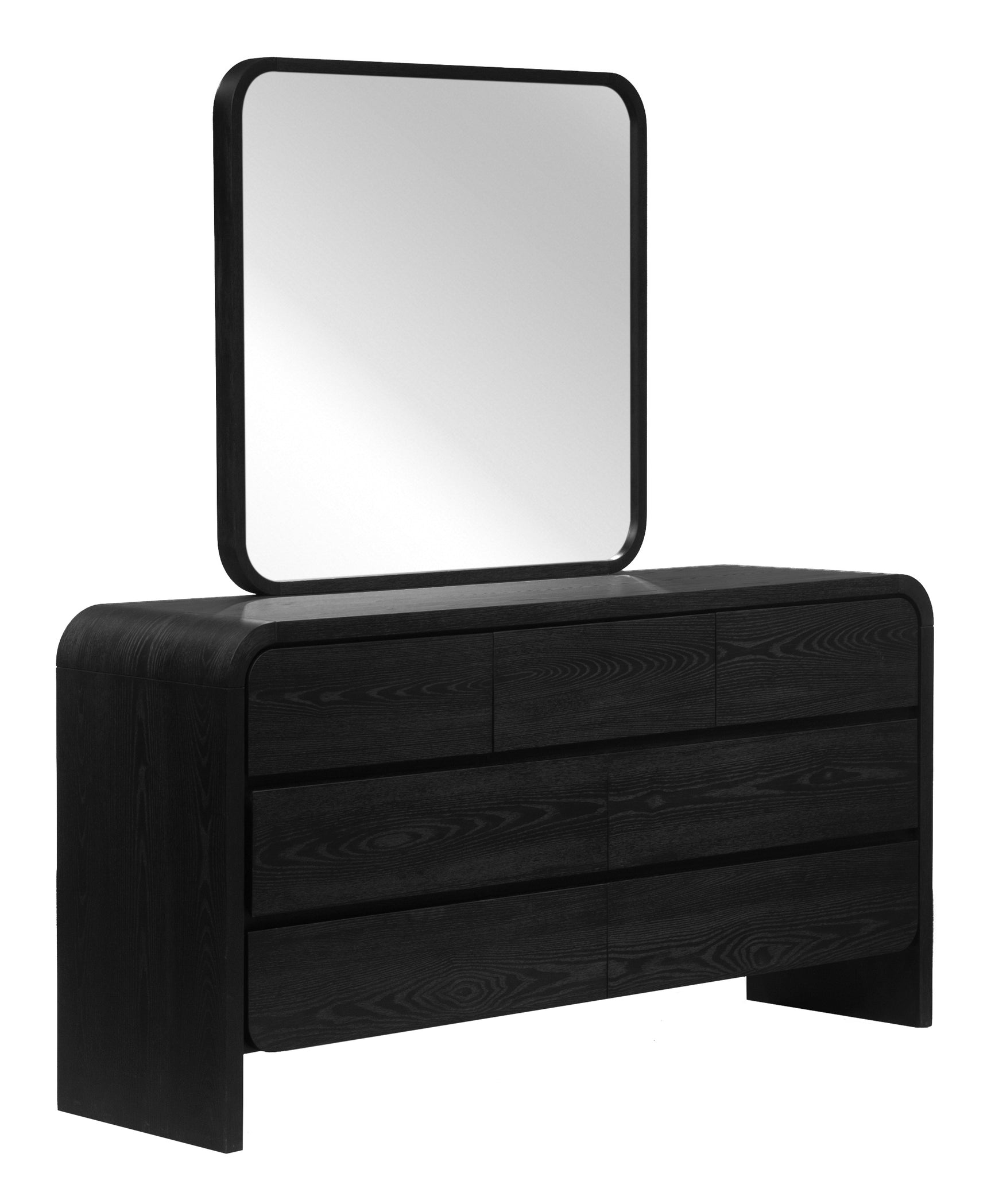 Elora Beveled Glass Mirror in Jet Black Ash - Ornate Home