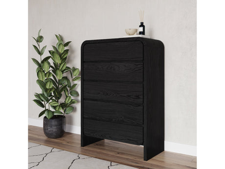 Elora Five Drawer Chest in Jet Black Ash - Ornate Home