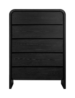 Elora Five Drawer Chest in Jet Black Ash - Ornate Home