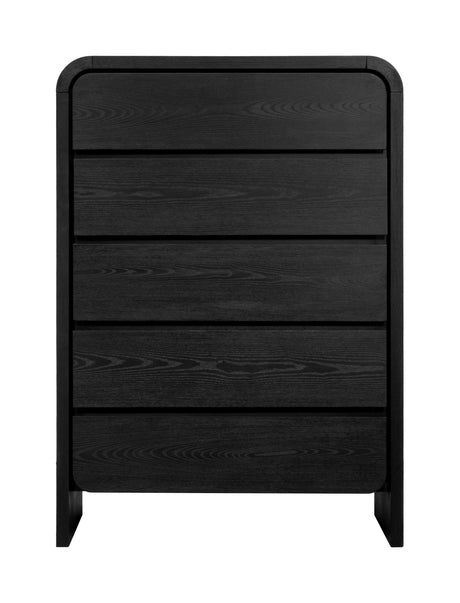 Elora Five Drawer Chest in Jet Black Ash - Ornate Home