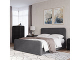 Elora Fully Upholstered Queen Platform Bed in Charcoal Velvet - Ornate Home