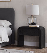 Elora One Drawer Nightstand in Jet Black Ash - Ornate Home